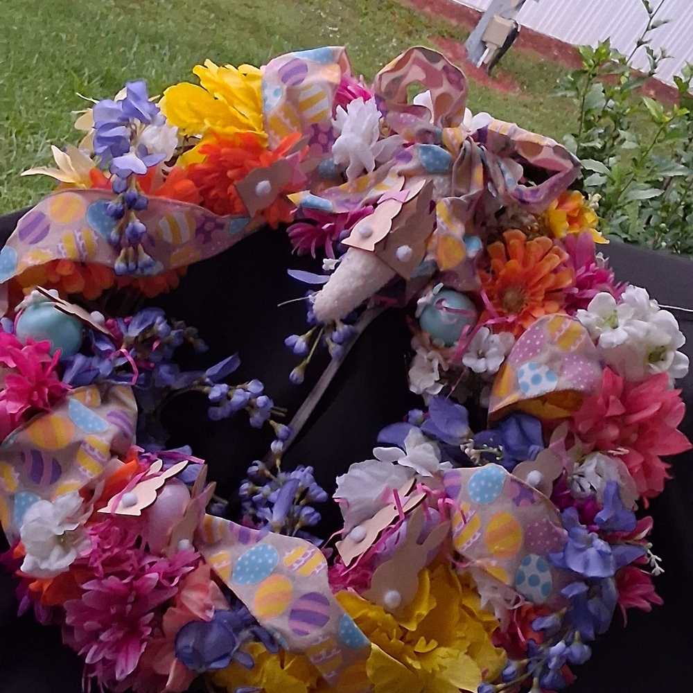 Colorful Floral Wreath with Bow